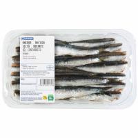 Anchoas limpias descongeladas EROSKI, bandeja 250 g