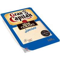 Queso semi GRAN CAPITAN, lonchas, bandeja 160 g