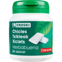 Xiclet menta verda sense sucre EROSKI, pot 100 g