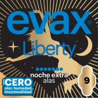 Compresa de noche extra con alas EVAX LIBERTY, paquete 9 uds