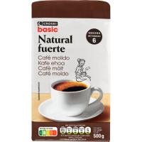 Cafè molt natural forta EROSKI BASIC, paquet 500 g