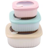 Hermético cuadrado libre BPA, 1400/580/450 ml tapa colores, soft CASTEY, set 3 uds