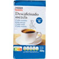Café molido descafeinado mezcla EROSKI BASIC, paquete 250 g