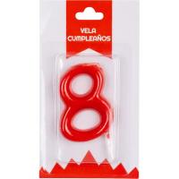 Vela roja de Aniversario Nº 8, 1 ud