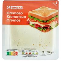 Queso cremoso EROSKI, lonchas, bandeja 300 g