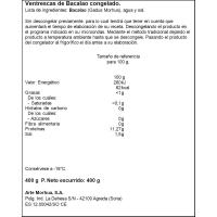 Ventresca de bacalao congelada DIMAR, bolsa 360 g