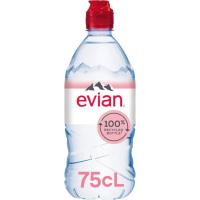 Aigua mineral natural EVIAN, ampolla tap sport 75 cl