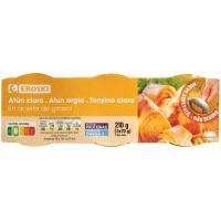 Atún claro en aceite de girasol EROSKI, pack 3x70 g