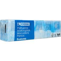 Mocadors de paper pocket suau 4 capes EROSKI, pack 15 u