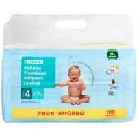 Pañal Talla 4, 12 horas seco EROSKI XL, paquete 100 uds