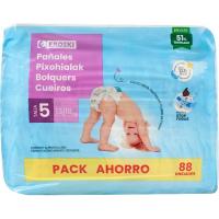 Pañal Talla 5, 12 horas seco EROSKI XL, paquete 88 uds