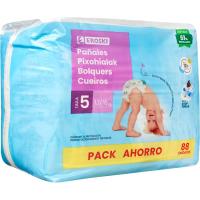 Pañal Talla 5, 12 horas seco EROSKI XL, paquete 88 uds