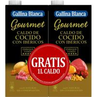 Caldo gourmet de cocido GALLINA BLANCA, pack 2x1 litro