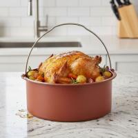 Cesta para Air Fryer con asa, acero de carbono rojo, Terrae QUID, 20x17,5x7,6 cm