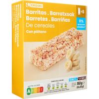Barrita cereal y plátano 0% azúcares añadidos EROSKI, caja 150 g
