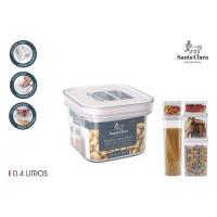Tarro cuadrado bajo, hermético y apilable, Green Kitch SANTA CLARA, 400 ml