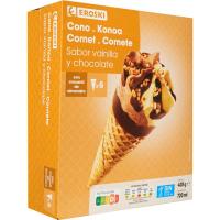 Cono de vainilla y chocolate EROSKI, pack 6x120 ml
