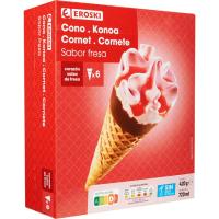 Cono de fresa EROSKI, pack 6x120 ml