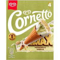 Helado max cono pistacho CORNETTO, pack 4x90 ml