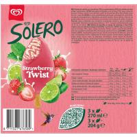 Helado bombón fresa&lima SOLERO, pack 3x90 ml