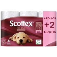 Papel higiénico seda SCOTTEX, paquete 6 rollos