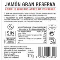 Jamón gran reserva NAVIDUL, bandeja 70 g Jamón gran reserva NAVIDUL, bandeja 70 g
