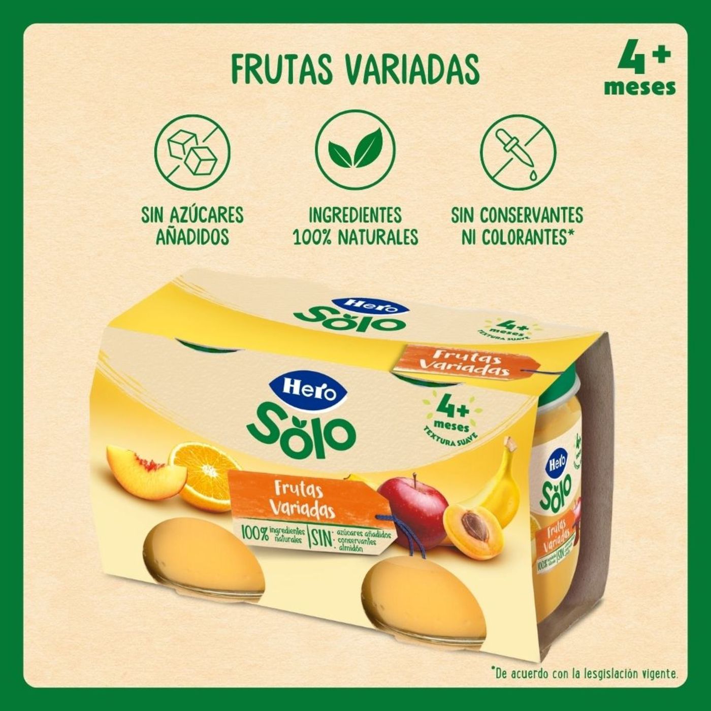 Potet de fruites variades des de 4t mes HERO, pack 2x120 g