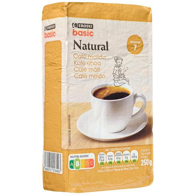 Cafè molt natural EROSKI BASIC, paquet 250 g