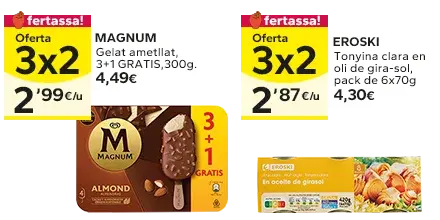 Oferta 3x2 en els productes senyalats