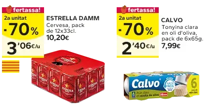 2a unitat -70% en els productes senyalats