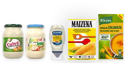 Productes Hellmann's, Ligeresa, Calvé, Knorr i Maizena