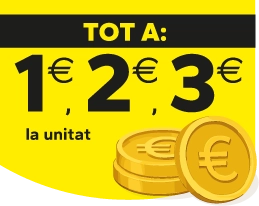 Tot a: 1€, 2€ y 3€