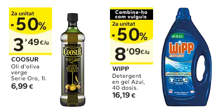 2a unitat -50% en els productes senyalats