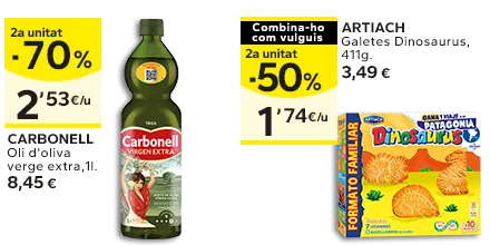 2a unitat -50% en els productes senyalats