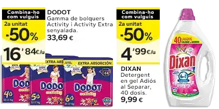 2a unitat -50% en els productes senyalats