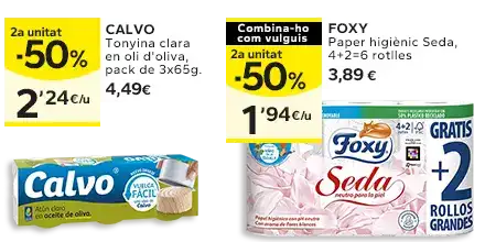 2a unitat -50% en els productes senyalats