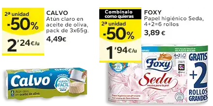 2ª unidad -50% en los productos señalizados