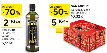 2a unitat -50% en els productes senyalats
