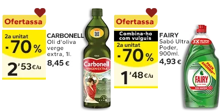 2a unitat -70% en els productes senyalats