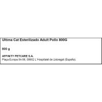 Aliment de pollastre gat adult esterilitzat ULTIMA, paquet 800 g