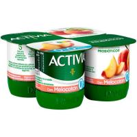 Activia 0% con melocotón DANONE, pack 4x120 g