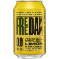 Cerveza sin alcohol sabor limón FREE DAMM, lata 33 cl