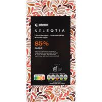 Chocolate negro 85% cacao EROSKI SELEQTIA, tableta 100 g