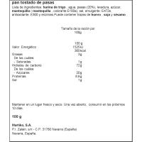 Pan tostado con pasas LA GAVILLA, bolsa 100 g
