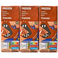 Batido de cacao EROSKI, pack 6x200 ml