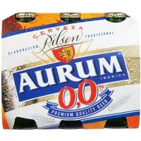 Cervesa sense alcohol 0,0% AURUM, pack botellín 6x25 cl
