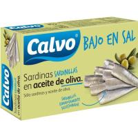 Sardines en oli d`oliva baix en sal CALVO, llauna 85 g