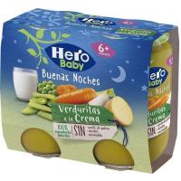 Potito de verdura con pasta HERO Buenas Noches, pack 2x190 g 