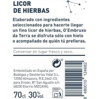 Licor d`herbes O`EMBRUXO DA TERRA, ampolla 70 cl