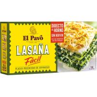 Lasanya fàcil amb espinacs EL PAVO, 18 plaques, caixa 200 g